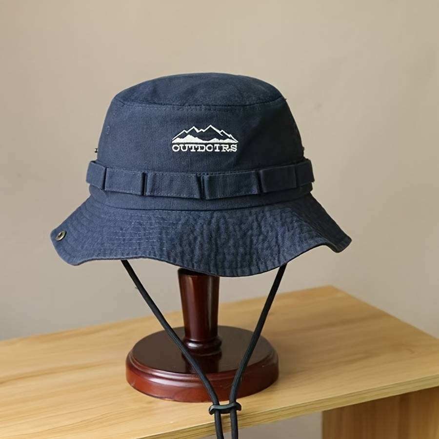 Breathable Outdoor Adventure Bucket Hat with Drawstring Sun Protection