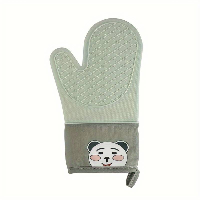 1pc Silicone Oven Gloves Panda Prints Oven Mitts Heat Resistant Kitchen Gloves with Soft Linin