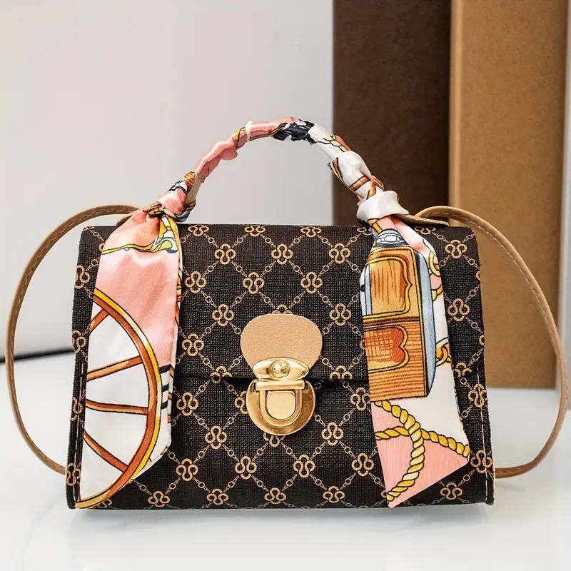 1pc Trendy Geometric Design PU Handbag a Casual And Adaptable Shoulder Bag Featuring