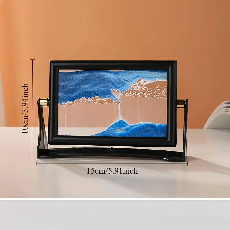 1pc Glam Style 3D Quicksand Timer Rotating Glass Sand Art Decor Unique Home Office Ornament Ideal fo