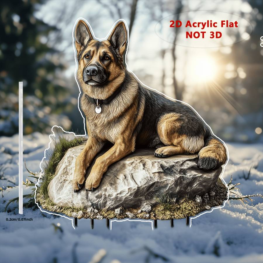 1pc 2D Flat   Acrylic Flat  Acrylic Flat Printing Dog Garden Stake German Shepherd Garden Stake