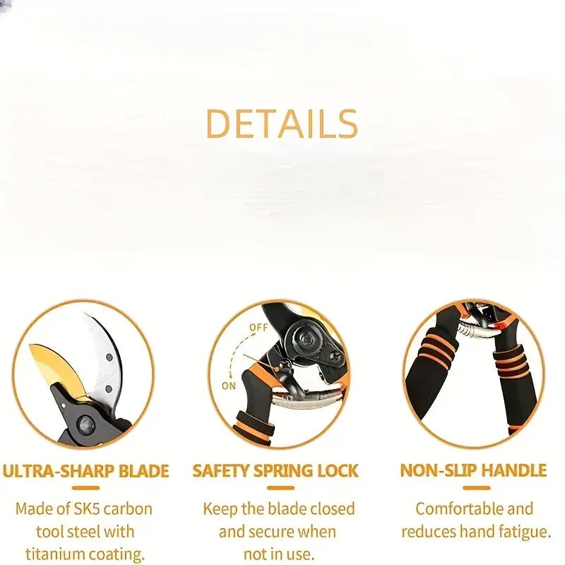 2-Piece 8.5" Professional Titanium Bypass Pruners