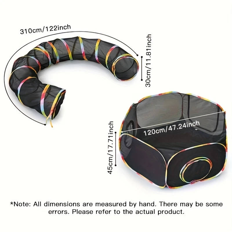 Foldable Cat Tunnel Play Set With Mesh Tent