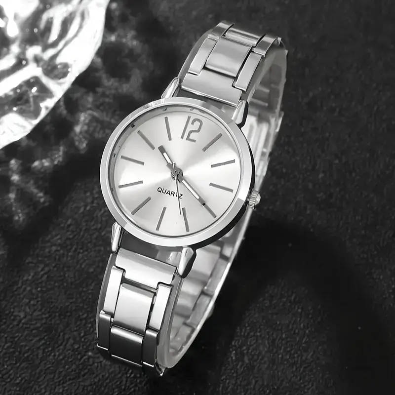 Elegant 6-Piece Women's Quartz Watch And Rhinestone Jewelry Set