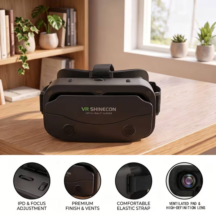 VR SHINECON Next-Gen 3D Virtual Reality Headset - Universal Smartphone VR Glasses