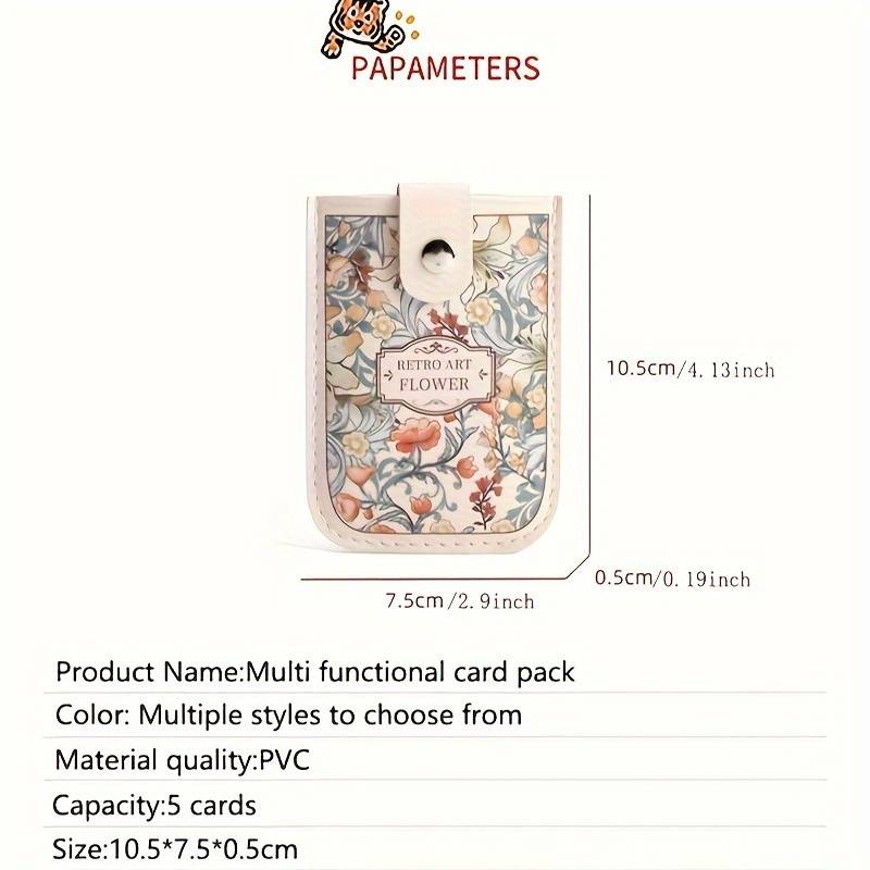 1pc Vintage Floral Pattern Pull-Out Multi-Card Slot ID Holder Large Capacity Compact Ultra-Thin Sy