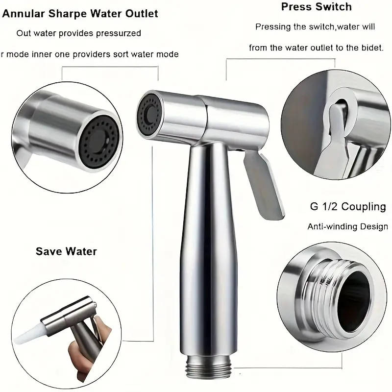 3pcs High-Pressure Stainless Steel Handheld Shower Set