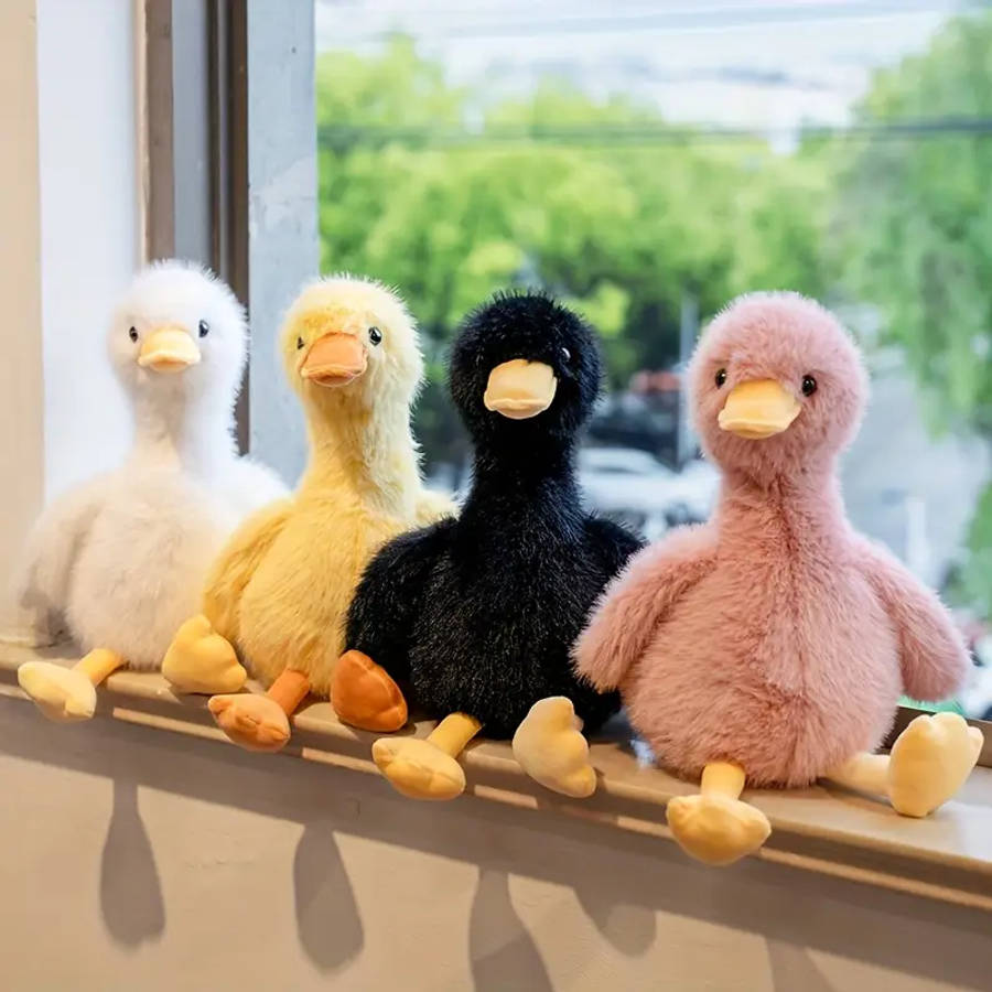 A Lifelike Yellow Plush Duck White