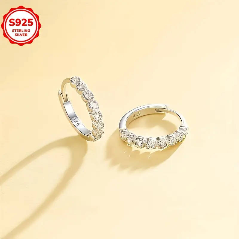 925 Sterling Silver Earrings with Sparkling Synthetic Zirconia Accents