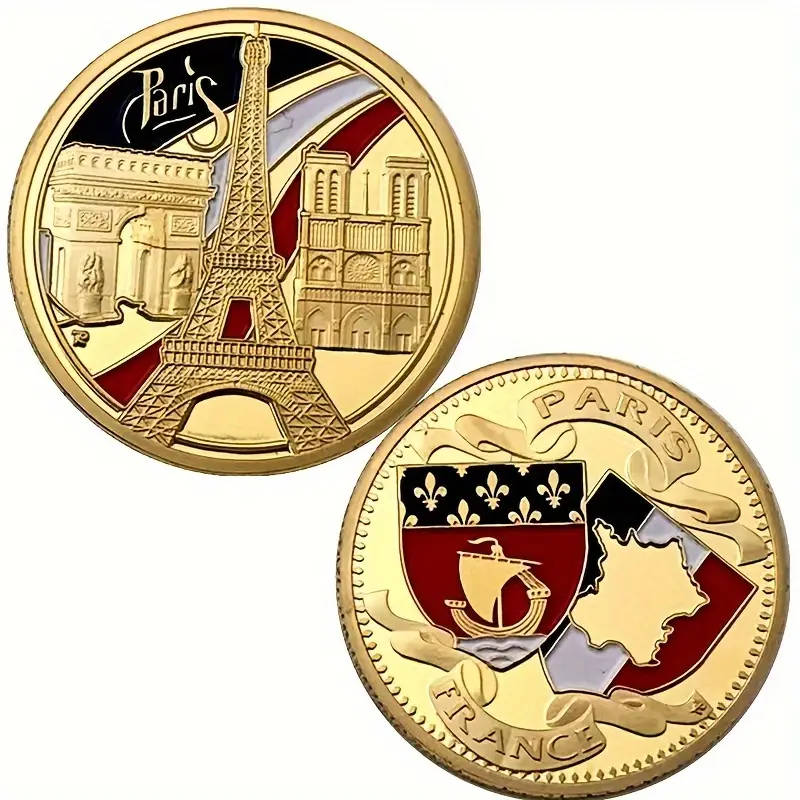 Paris Eiffel Tower Commemorative Coin 32MM Wide WITH CAPSULE