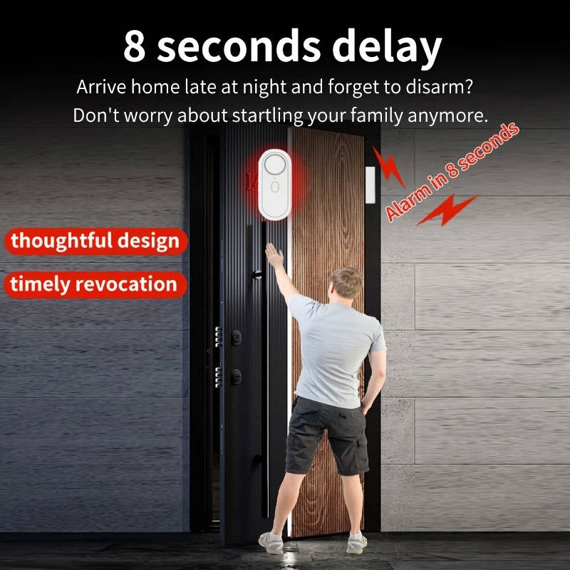 1Pc Adjustable Volume Battery Operated Wireless Door And Window Alarms With Remote For Home Security