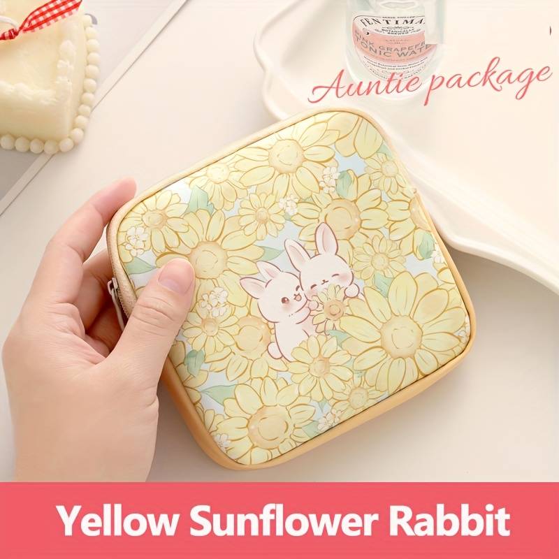 1pc Cute Cartoon Oil Painting Design PVC Storage Bag Casual Style Lightweight Hand Washable