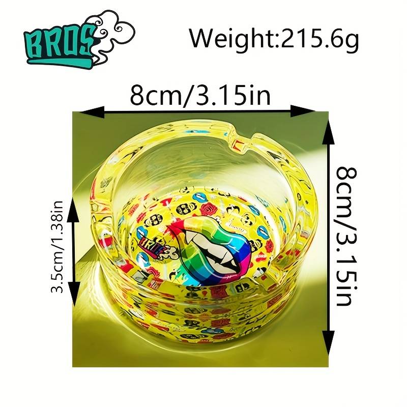 1pc Green Lip Circular Glass Ashtray Suitable for Smokers Decorative Cigarette And Cigar Holder