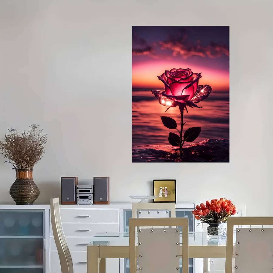 1000pcs Rose Flower Jigsaw Puzzle Vibrant Sunset Design Challenging DIY Brain Teas