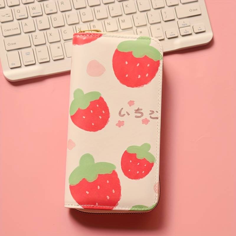 1pc Fruit Pattern Zipper Wallet Large Capacity Multi-Card Slot Lightweight Synthetic Faux Leat
