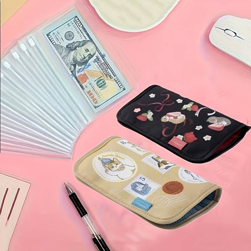 1pc Casual Canvas Trifold Passport Cover with Chain Travel Document Wallet Card Holder Cash