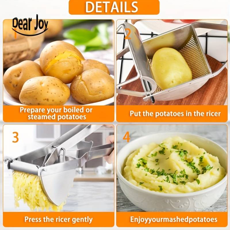 1pc Stainless Steel Professional Potato Ricer for Mashed Vegetables and Kitchen Tool No Electricit