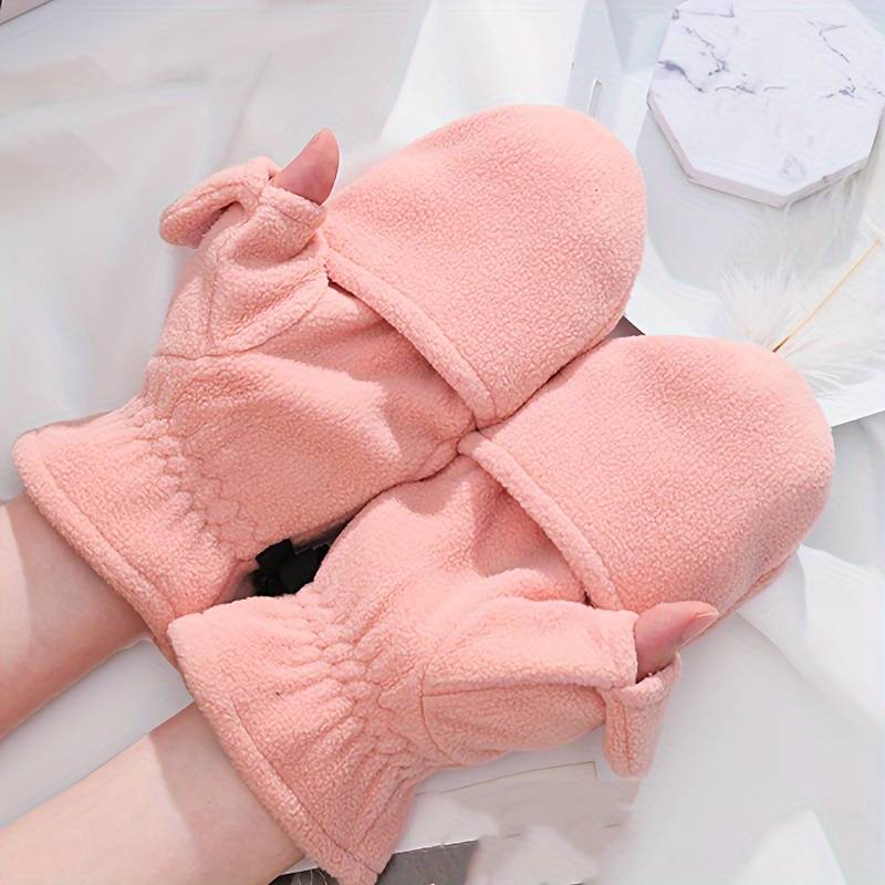 1 Pair Ladies Gray Warm Gloves