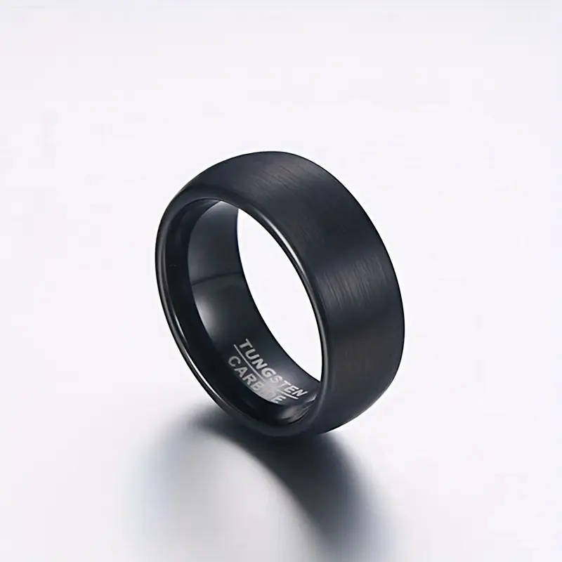 8mm Matte Finish Tungsten Steel Wedding Band for Men