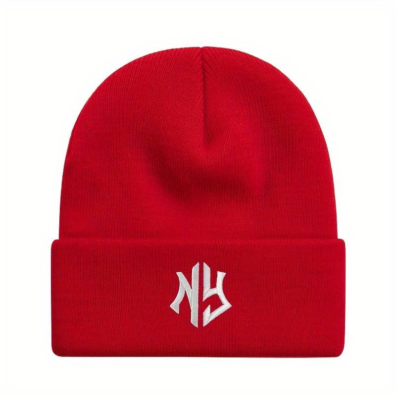 1pc Unisex Embroidered Letter Acrylic Knit Beanie Casual Style 100% Acrylic Warm Skull Cap for