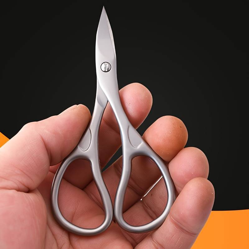 1pc Professional Stainless Steel Nail Scissors Curved Ergonomic Design for Precision Cutting