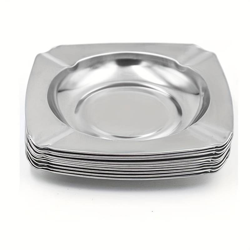 10pcs Stainless Steel Ashtray Set Traditional Square Design for Indoor Outdoor Use Durab