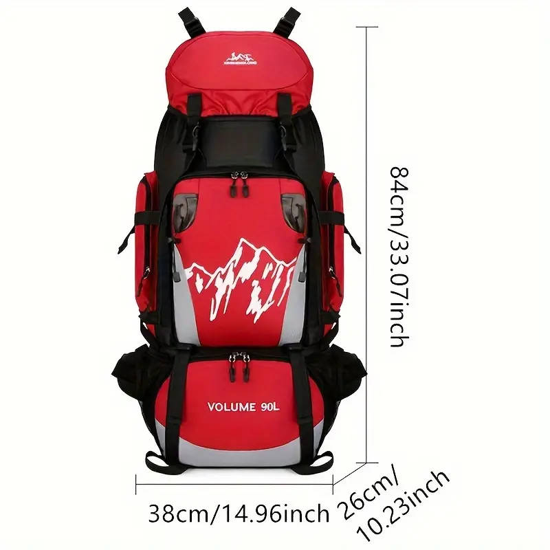 Large Travel Backpack, Camping, Waterproof, Black