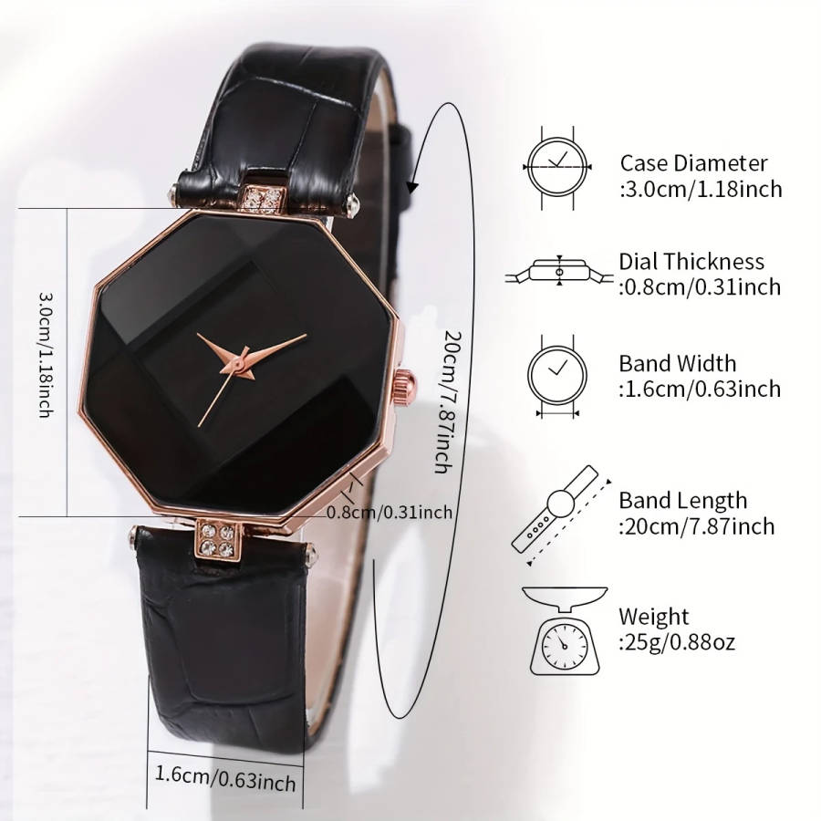 4pcs set Fashionable Women'S Quartz Wristwatch and Heart Charm Bracelet Set Round Alloy Case Faux Le