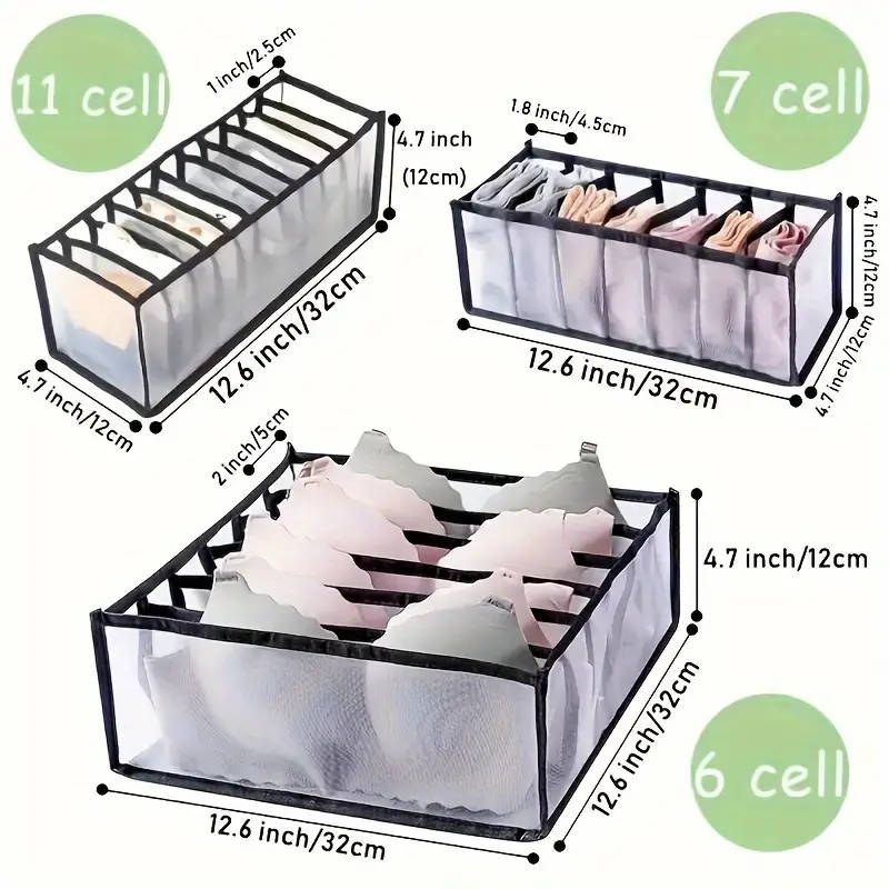 Set of Three Non-Woven Fabric Storage Boxes
