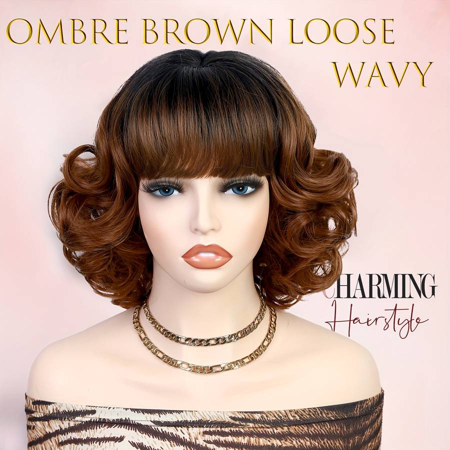 1Pc Natural Black 25.4cm Fashion Design Wig