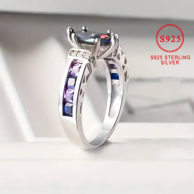 925 Silver Horse-Shaped Colorful Cubic Synthetic Zirconia Ring