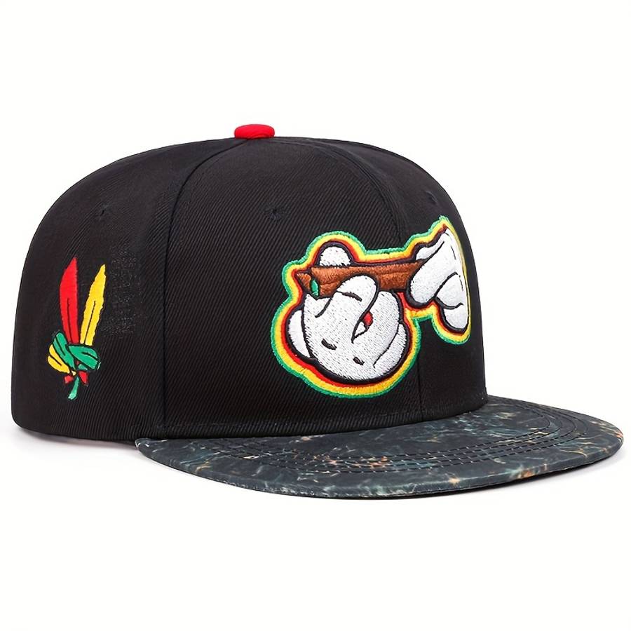 Two handed cigarette style embroidered snapback cap