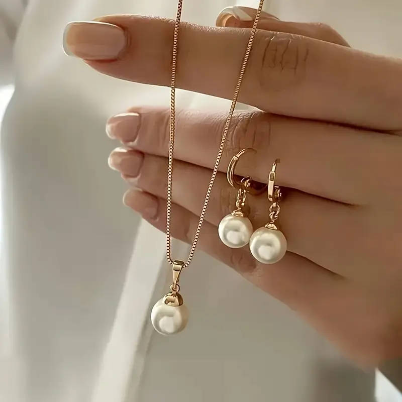 Elegant Faux Jewelry, Necklace and Earrings Set
