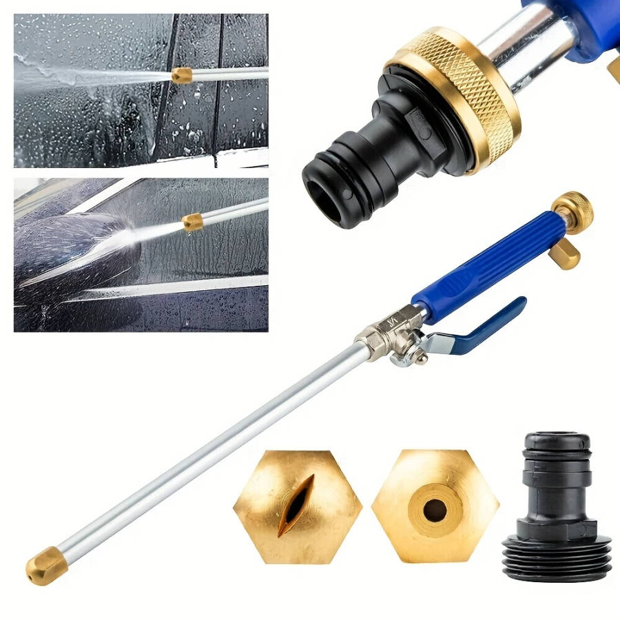 1pc High-Pressure Car Wash Water Gun with Long Aluminum Handle Adjustable Spray Nozzle for Efficient
