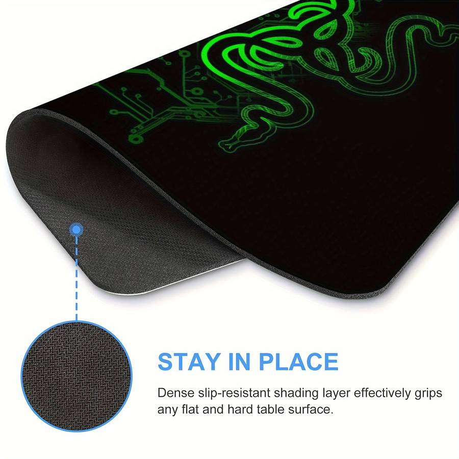 Black Green Snake Design Anti-Skid Rubber Mouse Pad 9.45 X 7.9 Inches 3Mm Thick