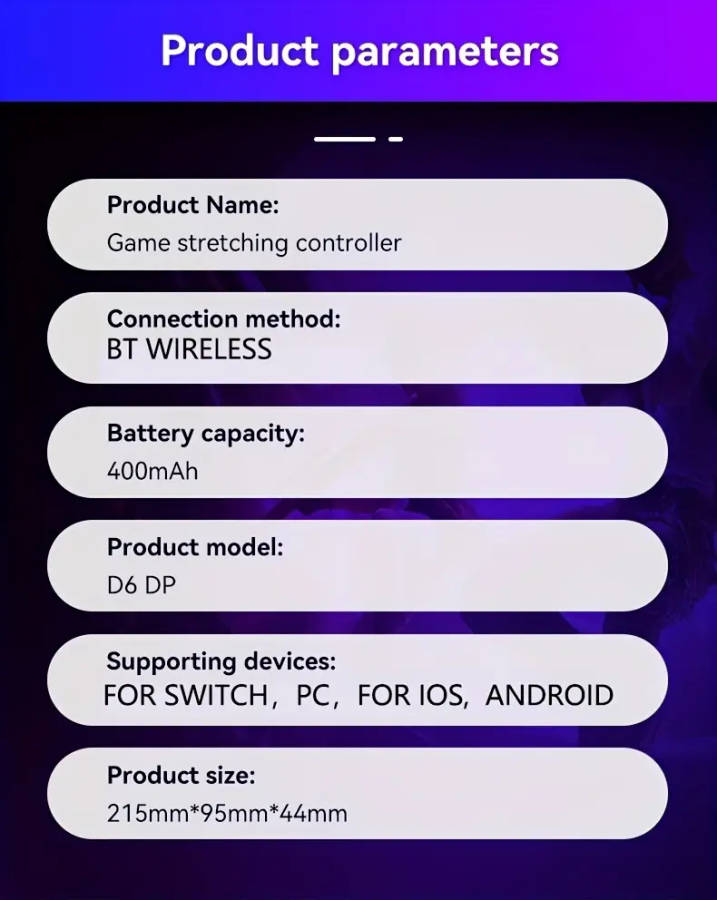 Wireless Mobile Game Controller with Dual Vibration