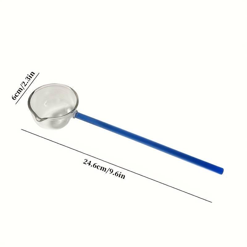 1pc Colorful Transparent Long Handle Glass Spoon High Borosilicate Heat Resistant Dessert Spoon