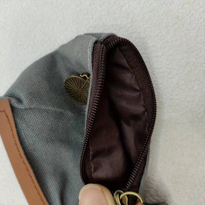 1pc Vintage-Inspired Canvas Coin Purse Makeup Bag for Women Compact Zippered Wallet with No