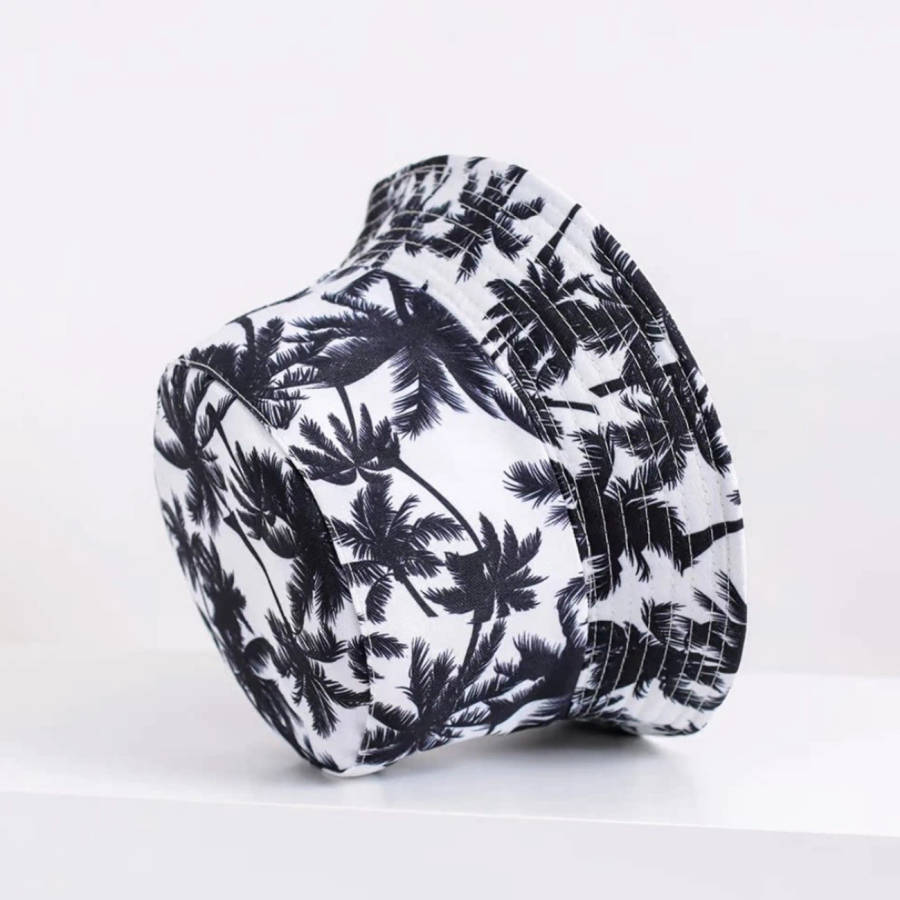 Reversible Palm Tree Print Bucket Hat