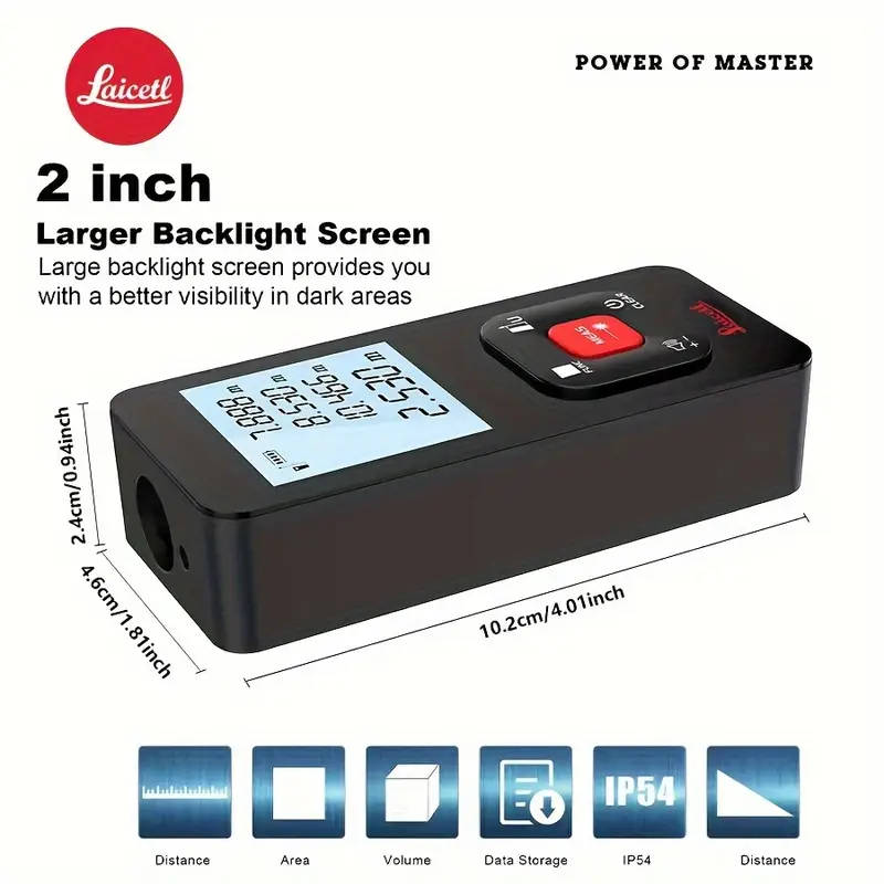 1pc Compact Laser Distance Meter USB Rechargeable High-Precision Measuring Tool with LCD Display Por