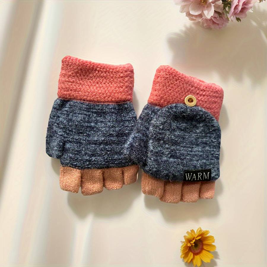 1 Pair Light Blue Warm Gloves