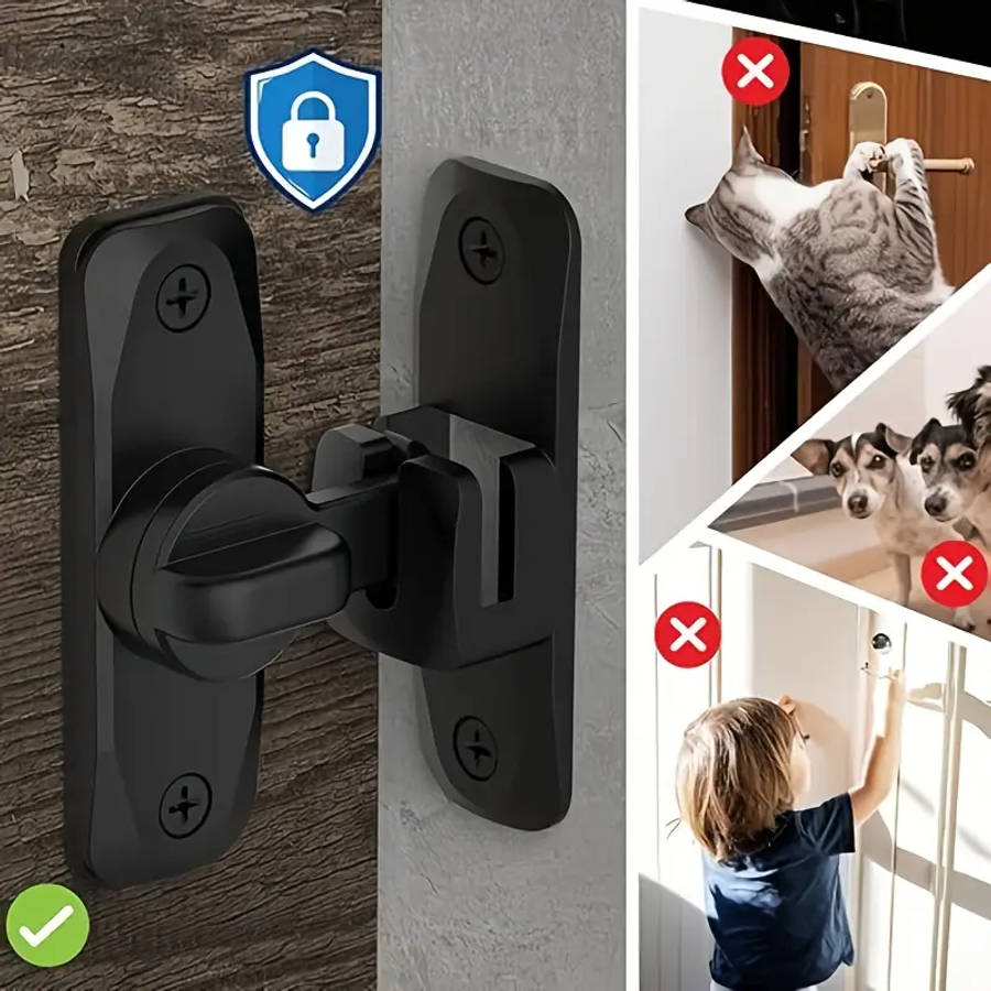 Security Door Lock Handle, Commercial/Residential Anti-Pry Lock with Adjustable Sliding 90°/180
