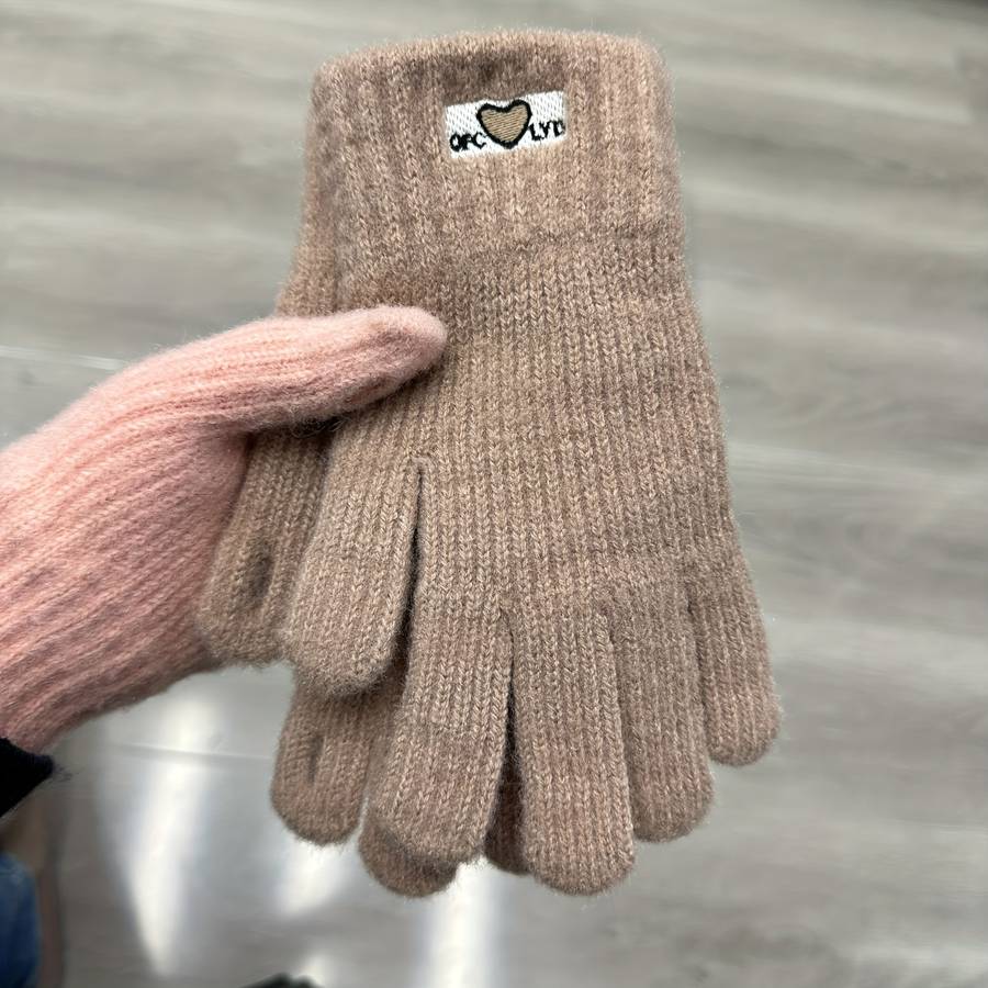 1 Pair Coffee Color Warm Gloves