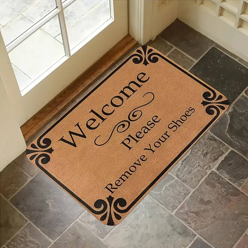 1pc Boho Chic Brown Welcome Door Mat Machine Washable Non-Slip Lightweight Dirt-Resistant Polyester