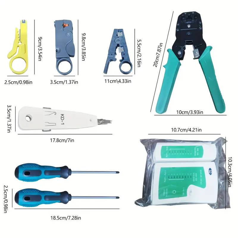 LAN Network Repair Tool Kit with RJ45 Tester Crimping Pliers Cable Tracer and Clamp Set Professional