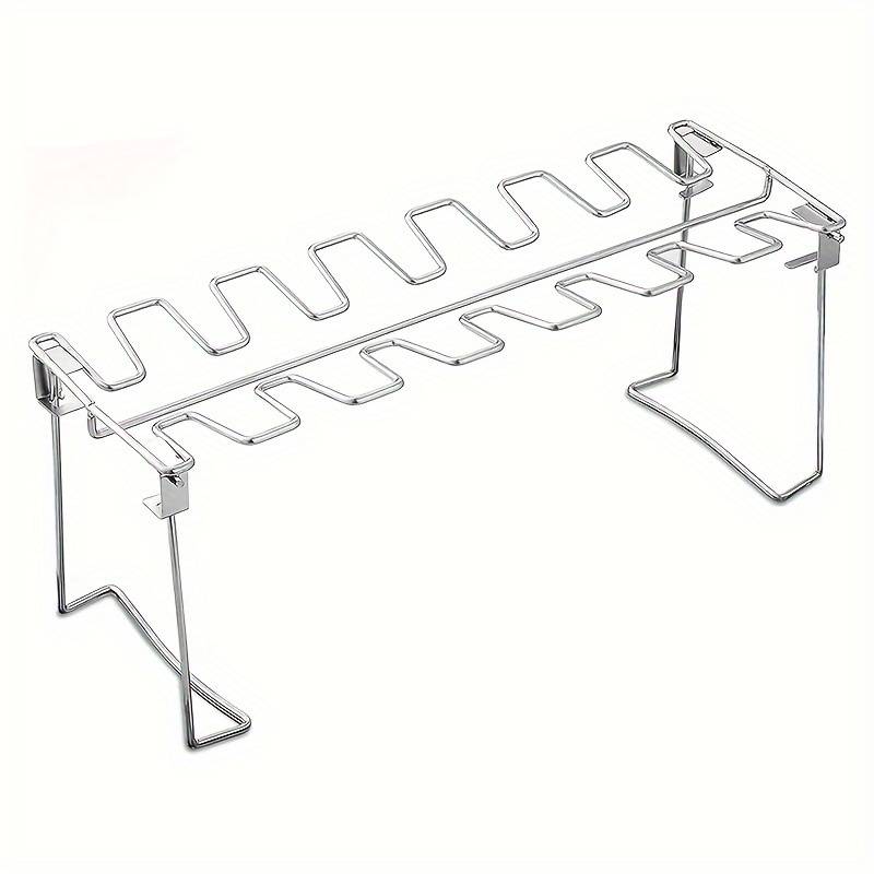 Stainless Steel Chicken Leg Wing Rack Foldable Vertical Roaster Stand for BBQ Smoker Oven