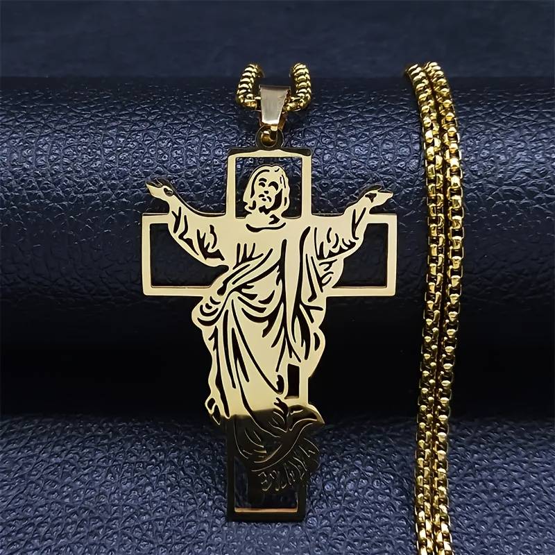 1 Piece Golden Jesus Theme Pendant