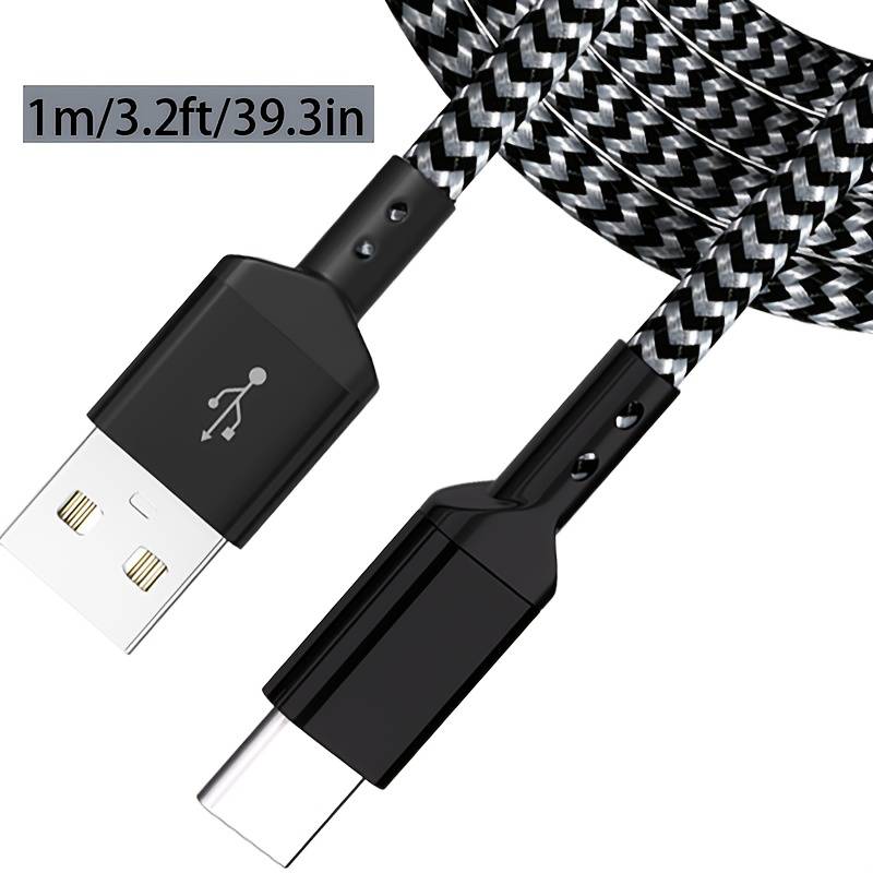 USB To Type C Charger Nylon Braided Fast Charging Data Cable 100cm