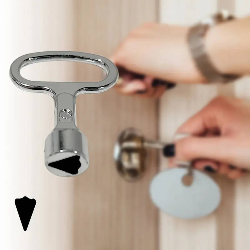 1pc Universal Triangular Key Wrench Metal Multifunctional Elevator Cabinet Switch Key for Train Cont