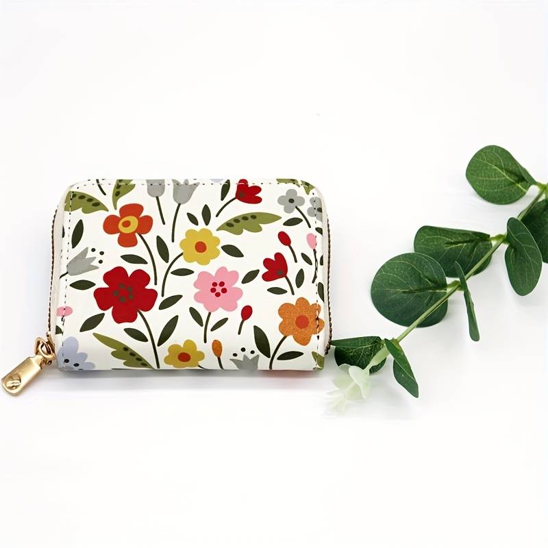 1pc 2025 New Flower Pattern Women's Multi-Slot Small Wallet Anti-Theft Scanning Bank Card Bag Lig